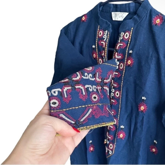 CHINYERE Indian Pakistani Embroidered Cotton Formal Kurta Dress Size S - Picture 2 of 9